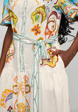 Stella Morgan Half Puff Sleeve Button Through In Multi