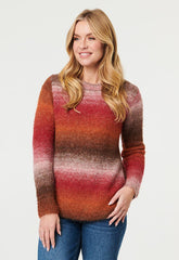 Mandi Womens Crew Neck Ombre Effect Sweater In Multi
