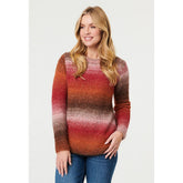 Mandi Womens Crew Neck Ombre Effect Sweater In Multi
