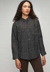 Stella Morgan Long Sleeve Button Through Sheer In Black