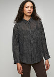 Stella Morgan Long Sleeve Button Through Sheer In Black