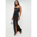 Sissy boy Womens Maxi dress With a Straight Neckline In Black