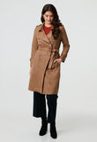 Izabel London Womens Faux Suede Trench In Camel