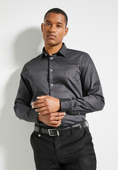 Polo Mens Essential Sateen Ls Shirt Charcoal