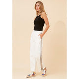Mandi Womens High Waisted Elastic Wide Leg Pants In White