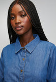 Stella Morgan Womens Half Sleeve Button Through Dress In Mid Wash Denim