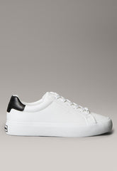 Calvin Klein Womens Lth Lace Up Sneaker White And Black