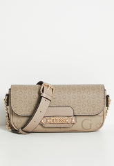 Guess Daisee Flap Crossbody Bag In Taupe