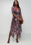Stella Morgan Half Sleeve V-Neck Crossover In Burgundy