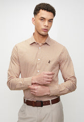 Polo Geometric Printed Shirts For Men In Camel