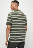 Jeep Mens Yarn Dye Stripe Golfer In Fatigue