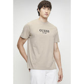 Guess Mens Ss Logo Tee Stone