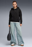 Puma Womens Centered cat Logo Relaxed Hoodie In Black