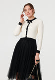 Stella Morgan Long Sleeve Combination Dress With Knitted In Black & White