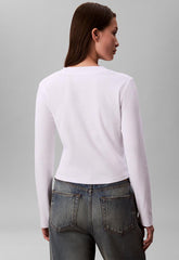 Calvin Klein Womens Monogram Long Sleeve Baby T-Shirt In Light Blue