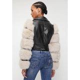 Sissyboy J30301 Fur Sleeve Pu Body Biker Combo Jkt