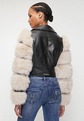 Sissyboy J30301 Fur Sleeve Pu Body Biker Combo Jkt