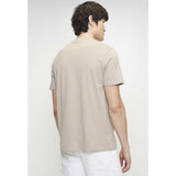 Guess Mens Ss Logo Tee Stone