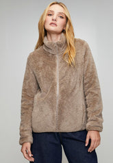 Stella Morgan Long Sleeve Zip Through Teddy Jacket In Mocha