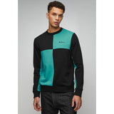 Ben Sherman Panel Crew Sweater In Aqua Teal And Black