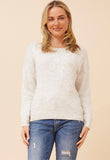 Izabel London Womens Sweater With Applique And Rhinestone Motif In Oatmeal