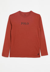 Polo Boys David Printed Ls Tee Ochre