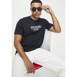 Guess Mens Ss Logo Tee Navy