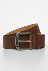 Ben Sherman Men Target Emboss Leather Belt Tan