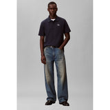 Calvin Klein Mens Short Sleeve Easy Monologo Golfer In Navy