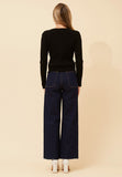 Stella Morgan Long Sleeve Cardigan Round Neck Cropped In Black