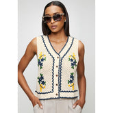 Mandi Womens Sleeveless Knitted Vest Top In Natural Multi