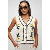 Mandi Womens Sleeveless Knitted Vest Top In Natural Multi