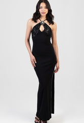 Sissy Boy Maxi With A Pluging V-Neck Dress In Black