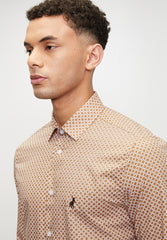 Polo Geometric Printed Shirts For Men In Camel