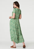 Stella Morgan Cap Sleeve V-Neck With Gather In Green