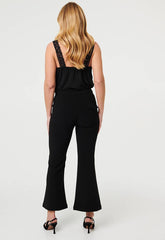 Mandi Womens Mid Waist Pull On Stretch Flare Pants In Black