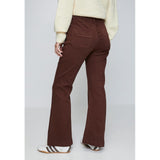 Mandi Womens Mid Waist Patch Flare Leg Denim Jean In Chocolate