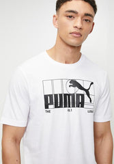 Puma Mens Whitegraphic No.1 Logo Tee