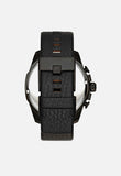 Diesel Mens Mega Chief Black Round Leather Watch