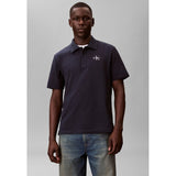 Calvin Klein Mens Short Sleeve Easy Monologo Golfer In Navy