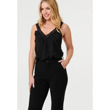 Mandi Womens Mid Waist Pull On Stretch Flare Pants In Black