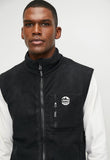 Jeep Mens Polar Fleece Gilet Sleeveless Jacket In Black