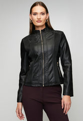 Stella Morgan Womens Biker Faux Leather Jacket In Black