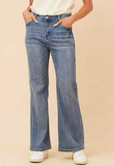Stella Morgan Womens Mid Waist Bootleg Jeans In Mid Wash