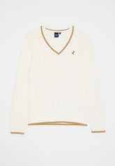 Polo Boys V-Neck Cable Knit Jersey In Off White