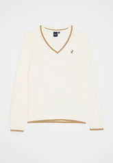 Polo Boys V-Neck Cable Knit Jersey In Off White