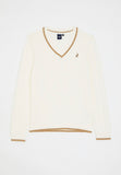 Polo Boys V-Neck Cable Knit Jersey In Off White