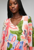 Izabel London Ladies Half Sleeve Sheer Printed Dress In Multi