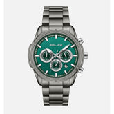 Police Mens Ip Gun Case Stainless Steel Strap Watch In Silver/Green Dial