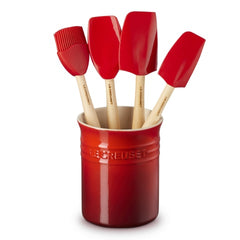 Le Creuset 5 Piece Utensil Set Holly Relief Cerise